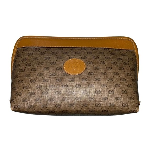 Gucci Vintage Brown GG Guccissima Canvas Medium Cosmetic Case Clutch - Picture 16 of 16